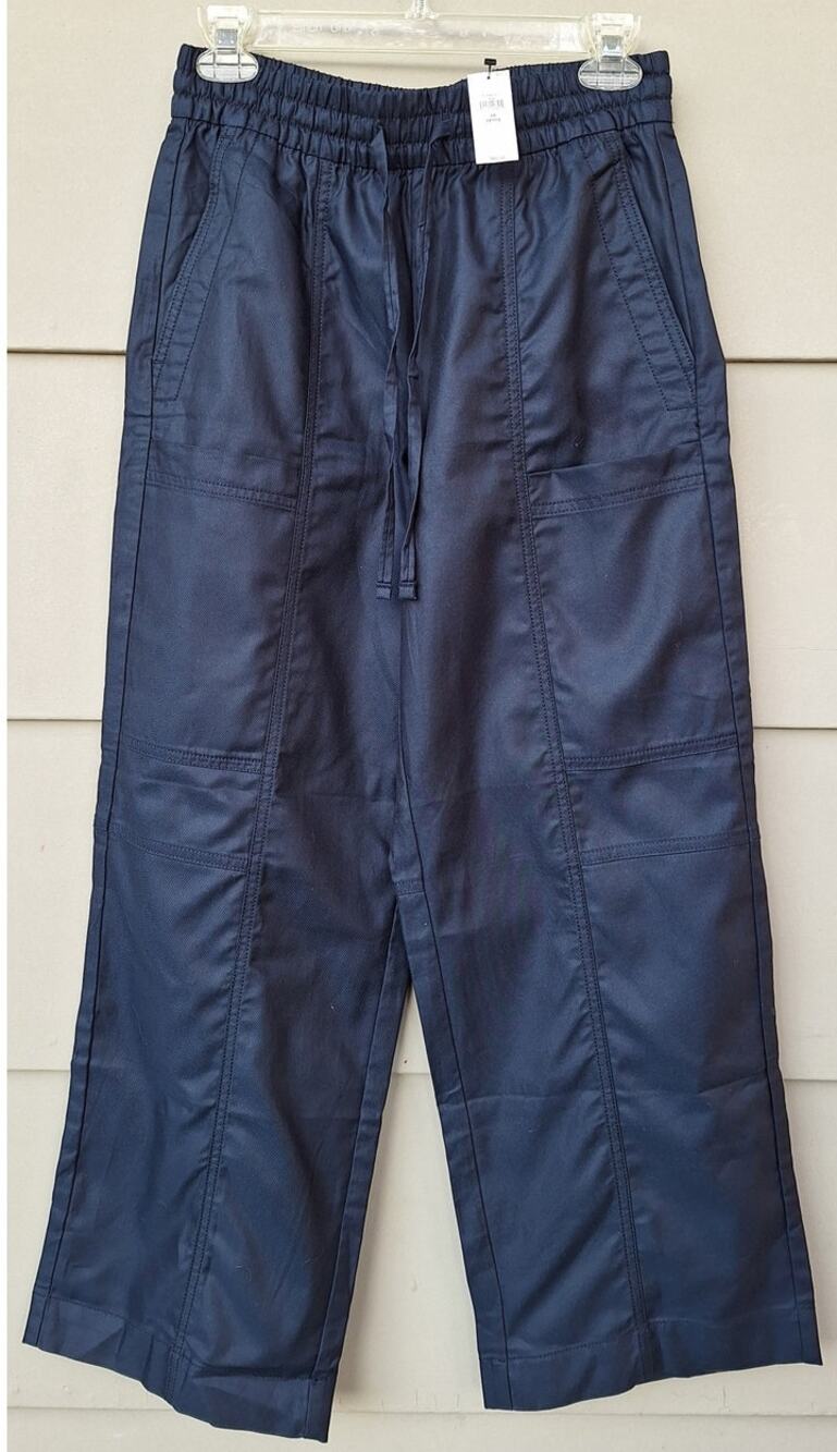 Banana Republic Women Wide Leg Mid Rise Elastic Waist Casual Pants Blue Sz. XS P
